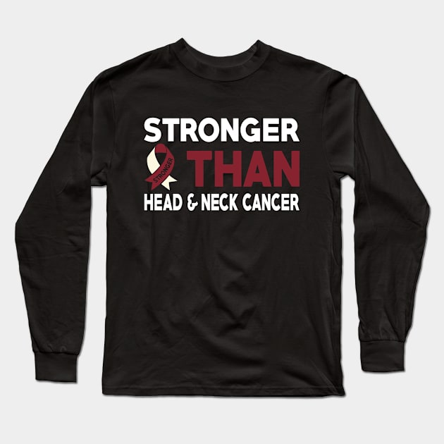Stronger Than Head & Neck Cancer Awareness Warrior Long Sleeve T-Shirt by mateobarkley67
